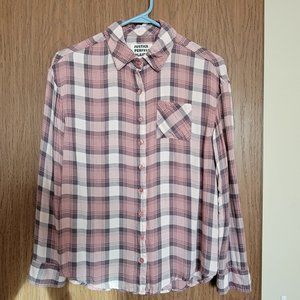 Pink and Grey Flannel Plaid Shirt